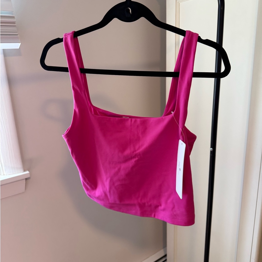 Bright Fuchsia Square-Neck Cropped Tank
